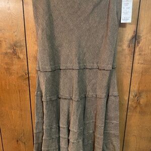 Etcetera Brown Tiered Maxi Skirt